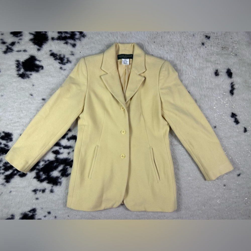 Harve Benard Women’s Vintage Yellow Button Down Wool Cashmere Blazer Size 4